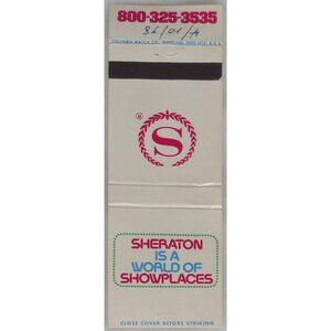 Vintage Matchbook Cover Sheraton Worldwide World of Showplaces